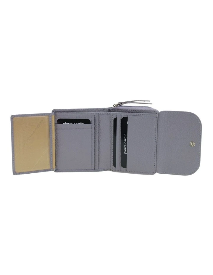 Pierre Cardin Genuine Leather Tri-Fold Tab Wallet in Stone image 2