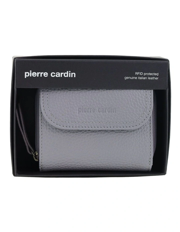 Pierre Cardin Genuine Leather Tri-Fold Tab Wallet in Stone image 5