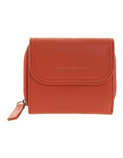 Pierre Cardin Genuine Leather Tri-Fold Tab Wallet in Tangerine