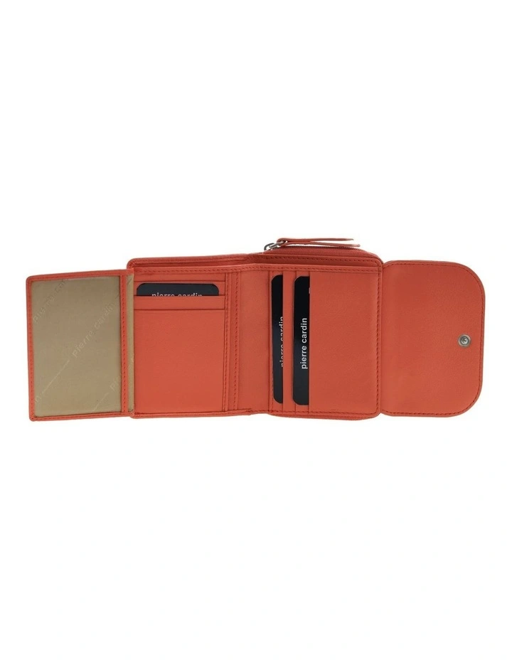 Pierre Cardin Genuine Leather Tri-Fold Tab Wallet in Tangerine image 2