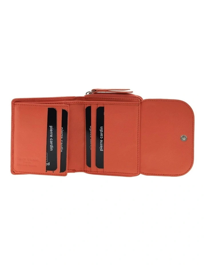 Pierre Cardin Genuine Leather Tri-Fold Tab Wallet in Tangerine image 3