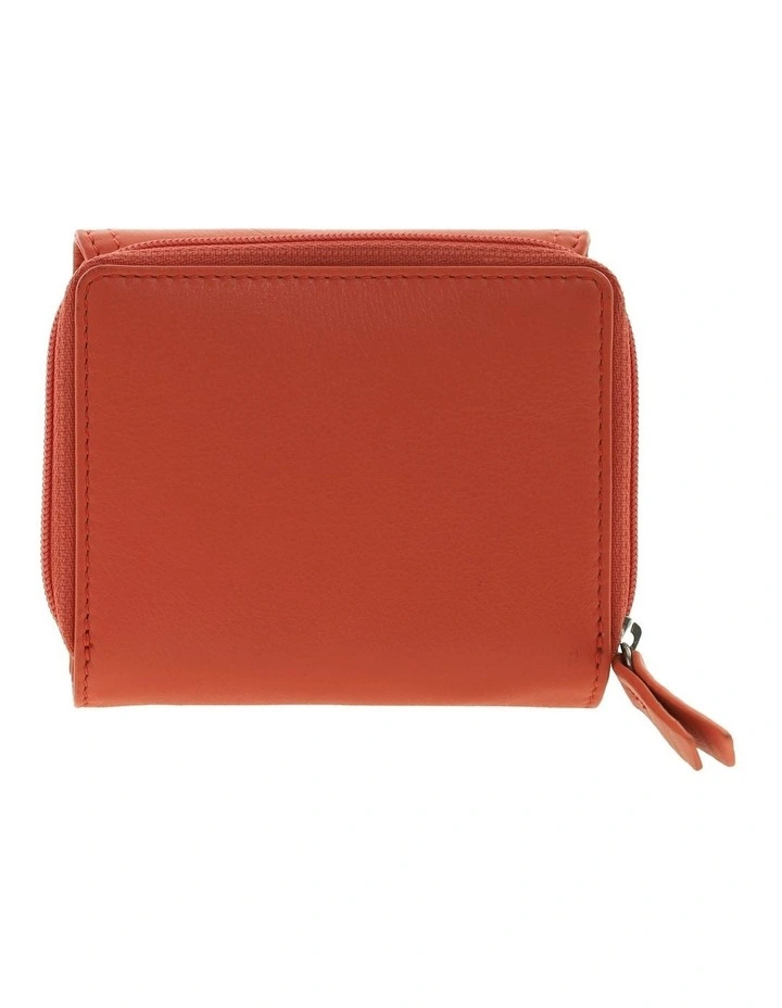 Pierre Cardin Genuine Leather Tri-Fold Tab Wallet in Tangerine image 4