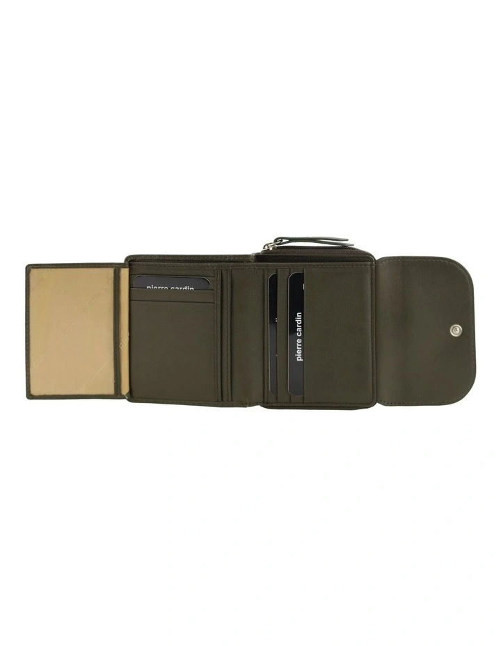 Pierre Cardin Genuine Leather Tri-Fold Tab Wallet in Khaki image 2