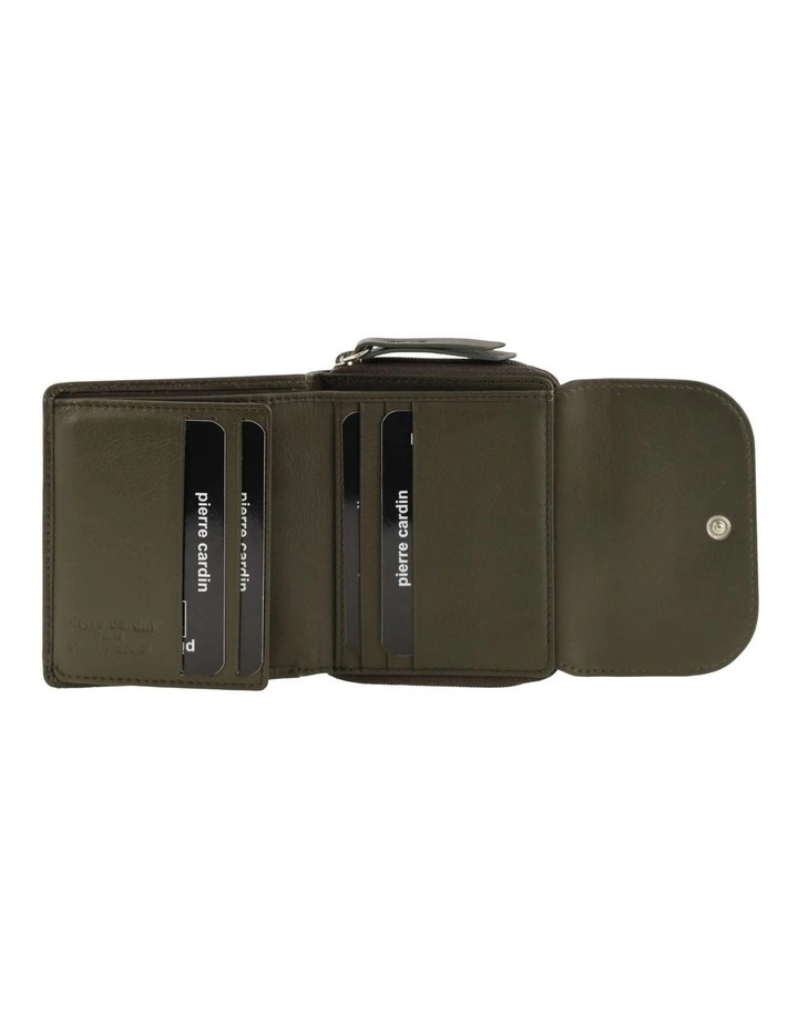 Pierre Cardin Genuine Leather Tri-Fold Tab Wallet in Khaki image 4