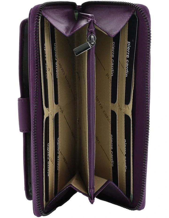 Pierre Cardin Zip Around Leather Wristlet Wallet in Wine image 2