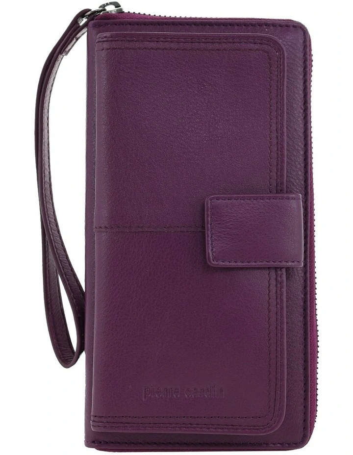 Pierre Cardin Zip Around Leather Wristlet Wallet in Wine image 3