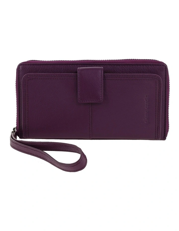 Pierre Cardin Zip Around Leather Wristlet Wallet in Wine image 4
