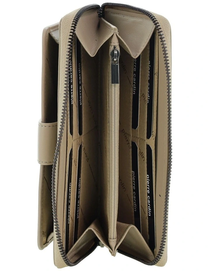 Pierre Cardin Zip Around Leather Wristlet Wallet in Taupe image 2