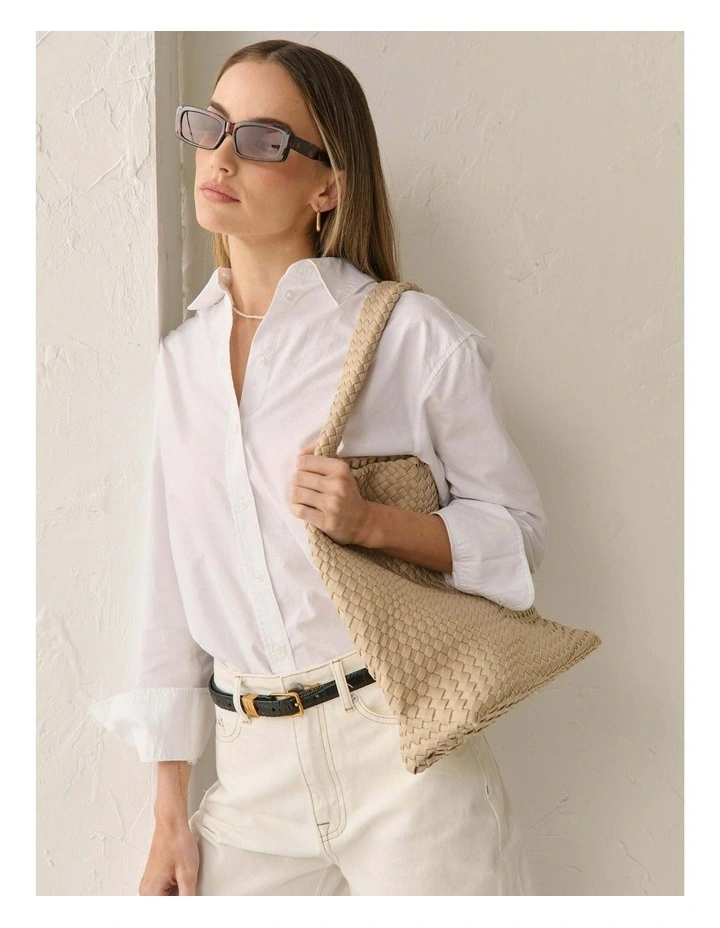Layla Woven Tote Bag - Beige image 2
