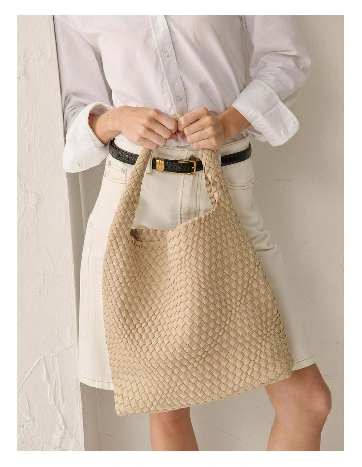 Layla Woven Tote Bag - Beige image 4