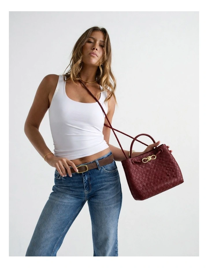 Chantel Woven Multiway Handbag - Burgundy image 2