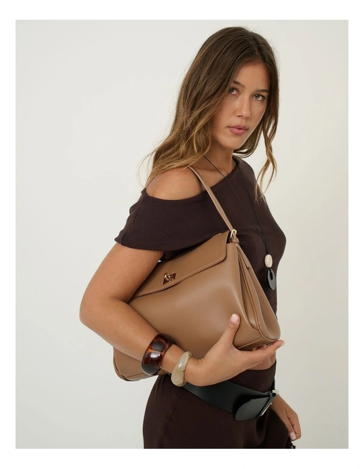 Isabeau Classic Shoulder Bag - Tan image 2