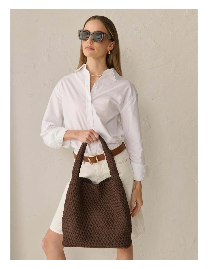 Layla Woven Tote Bag - Brown image 5
