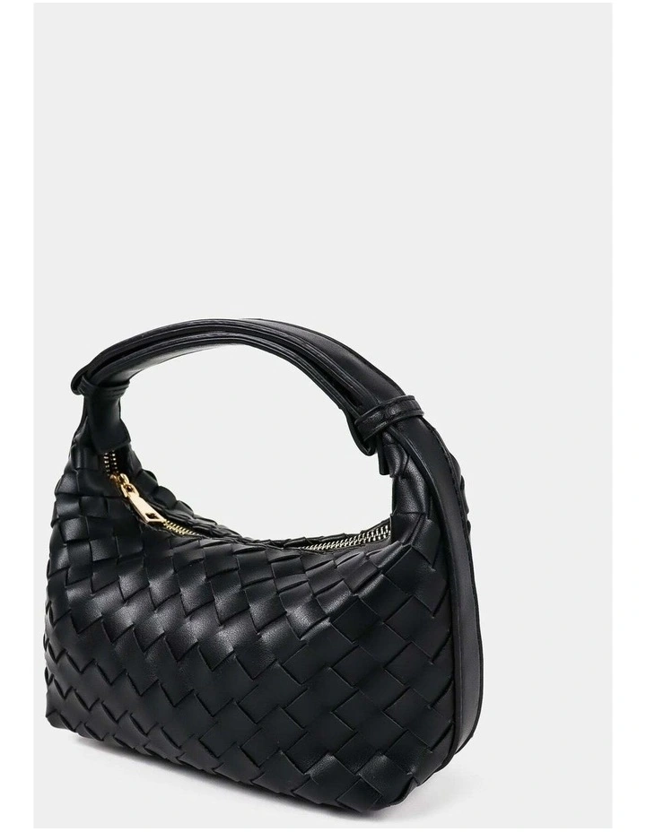 Cleo Woven Handbag - Black image 3