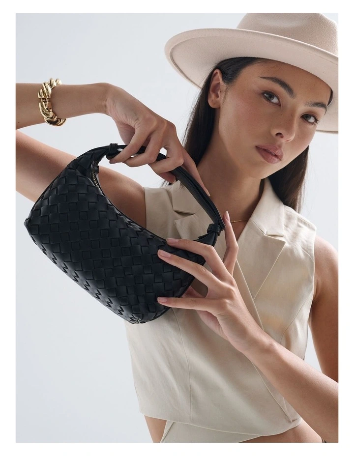 Cleo Woven Handbag - Black image 3