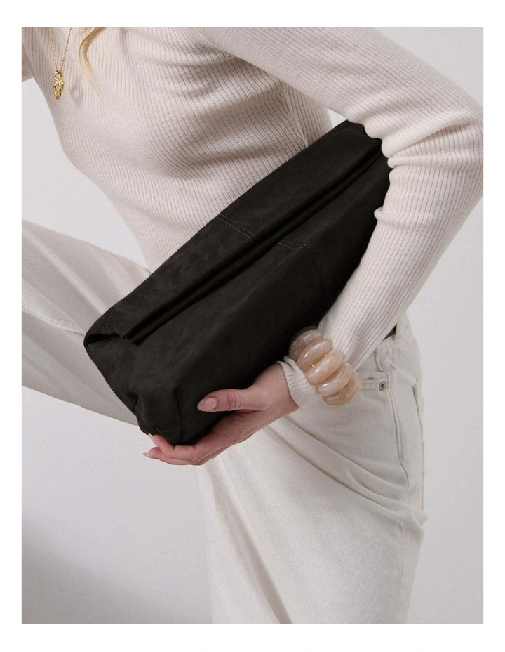 Becca Suede Clutch Bag - Black image 3