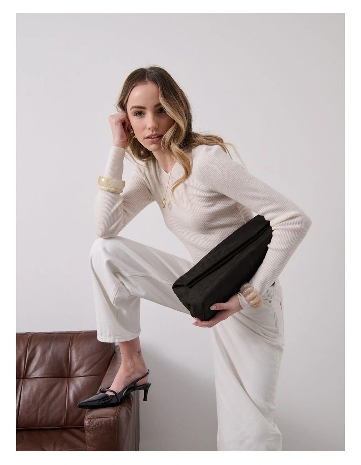 Becca Suede Clutch Bag - Black image 3