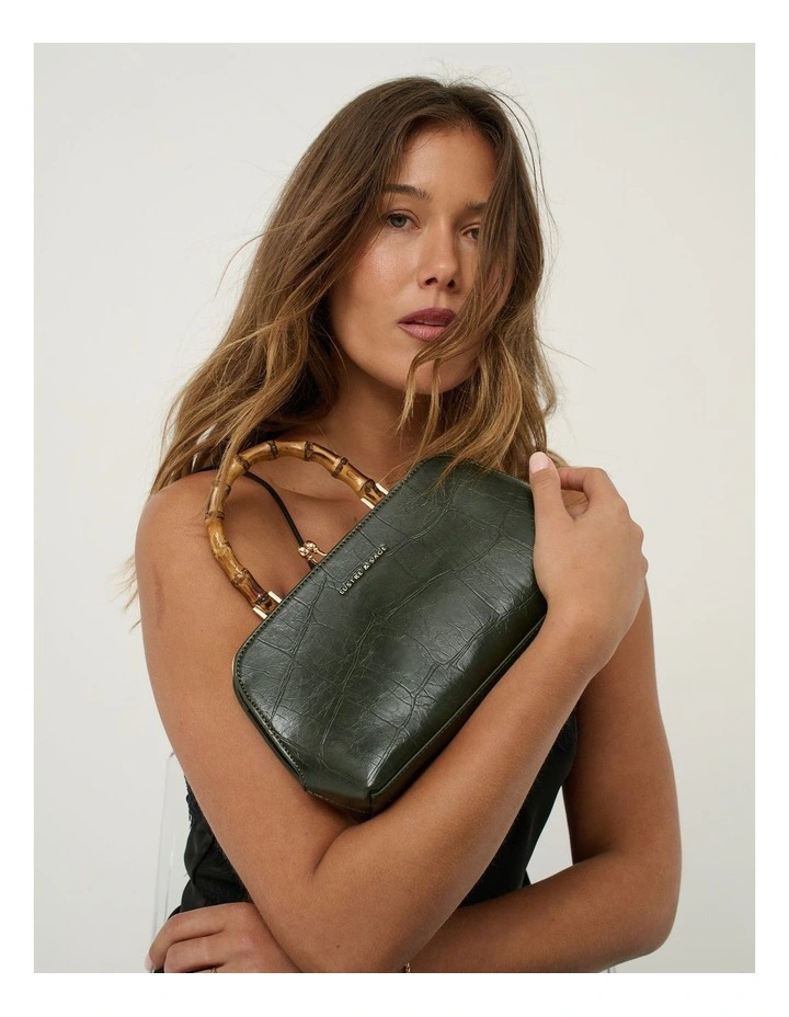 Palmier Bamboo Handle Handbag - Green image 3