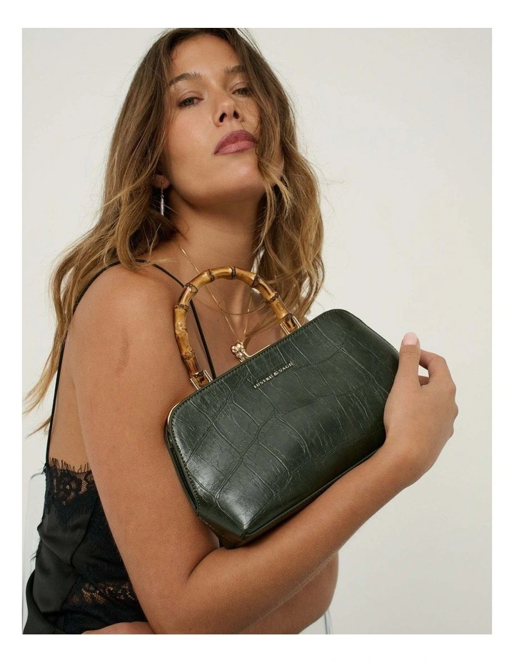 Palmier Bamboo Handle Handbag - Green image 4