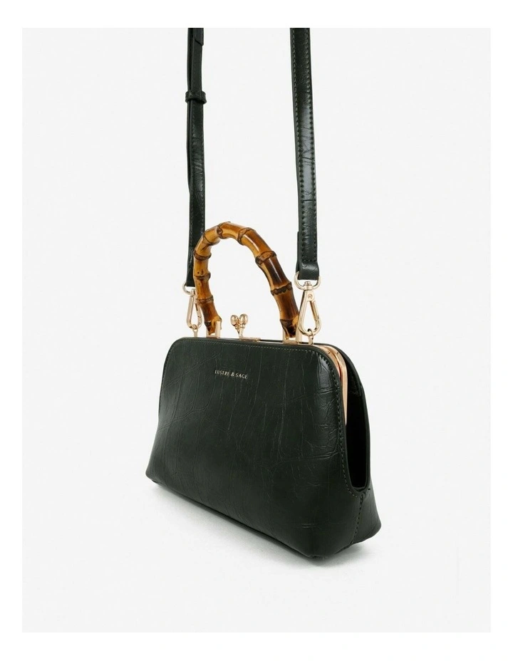 Palmier Bamboo Handle Handbag - Green image 5