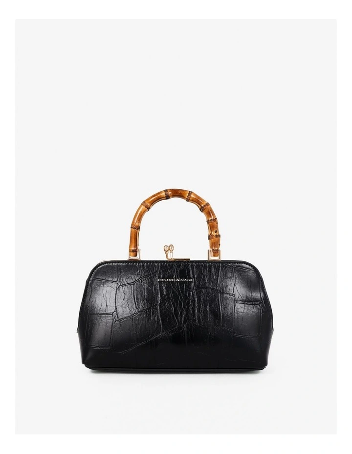 Palmier Bamboo Handle Handbag - Black image 1