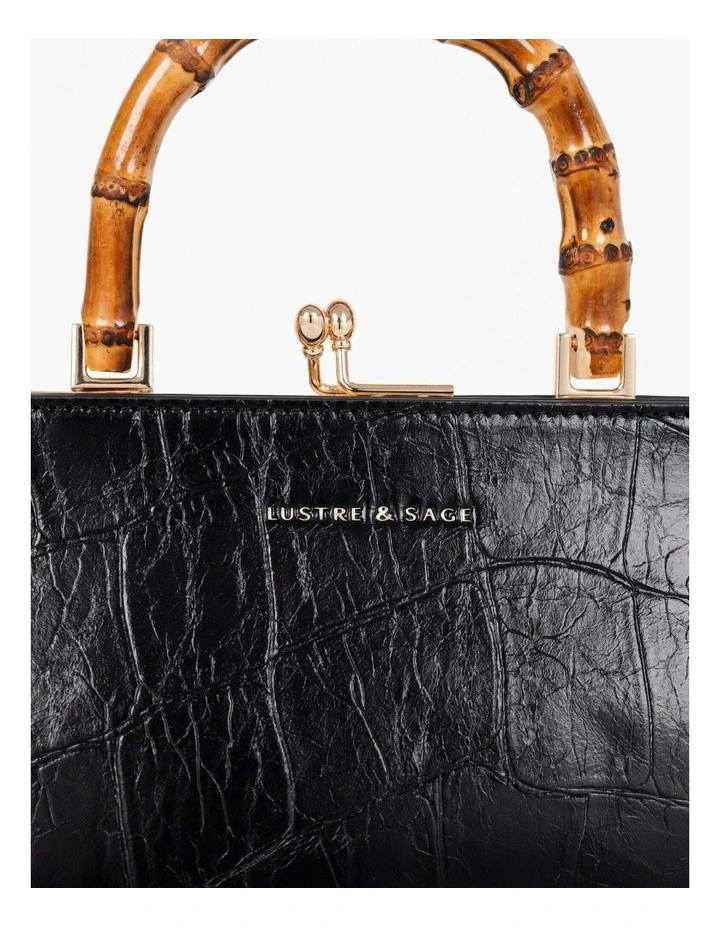 Palmier Bamboo Handle Handbag - Black image 4