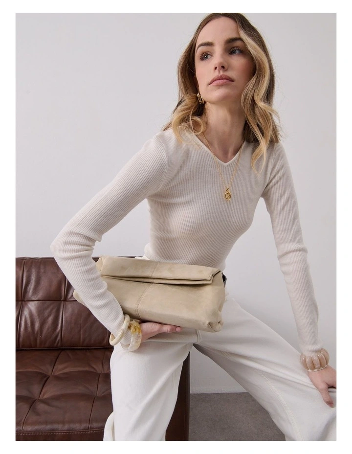 Becca Suede Clutch Bag - Beige image 3