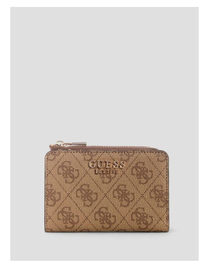 Laurel Zip Around Card Case in Brown Logo image 1