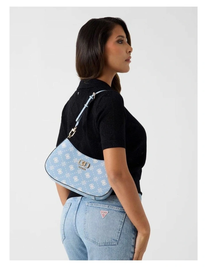 Emelie Top Zip Shoulder Bag in Light Blue Logo image 2