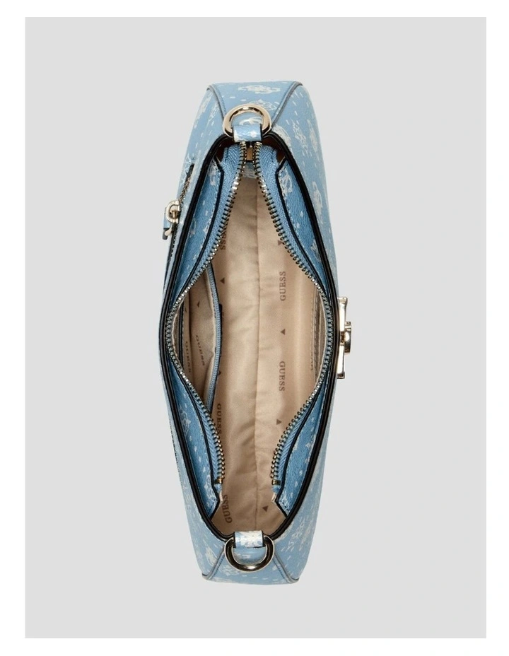 Emelie Top Zip Shoulder Bag in Light Blue Logo image 4