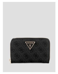 Laurel Medium Zip Around Wallet in Black Logo
