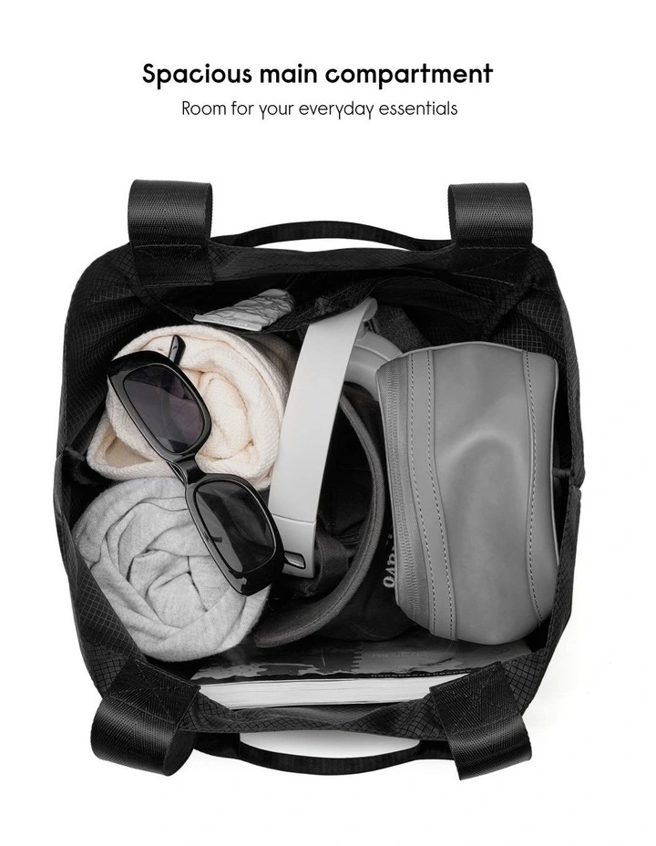 Gaston Luga Packable Lightweight Tote (17L) Foldable Travel Bag in Black image 3