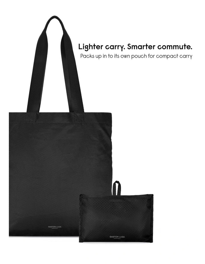 Gaston Luga Packable Lightweight Tote (17L) Foldable Travel Bag in Black image 4