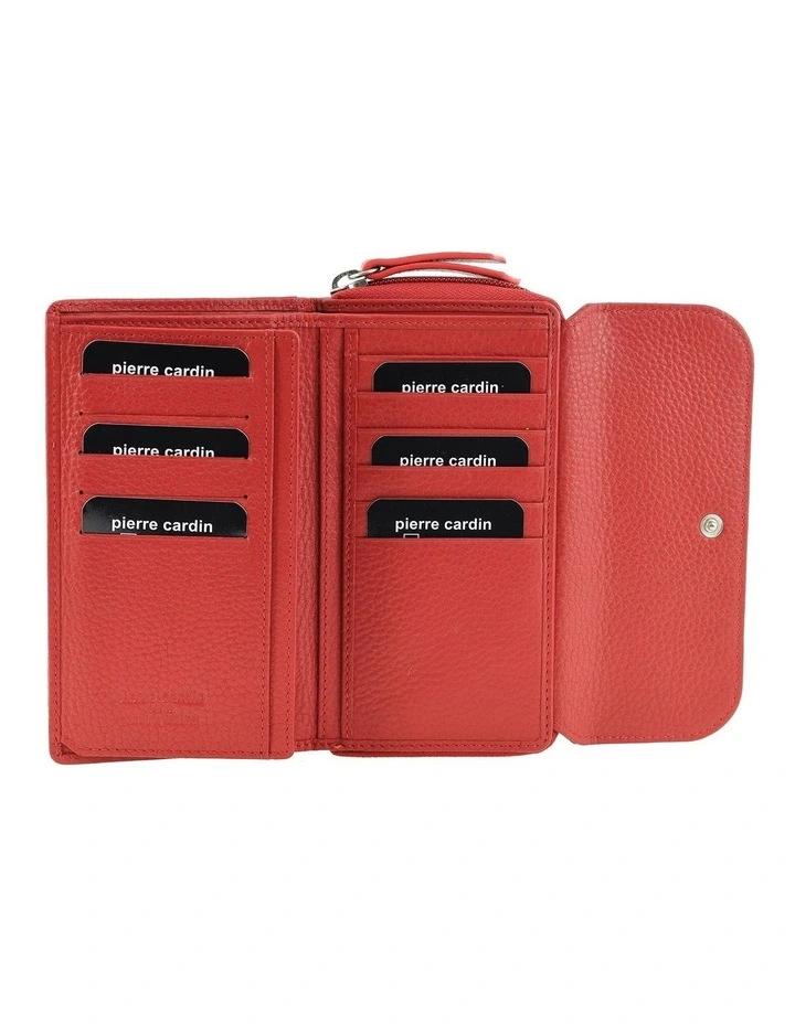 Pierre Cardin Genuine Leather Bi-Fold Tab Wallet in Red image 3