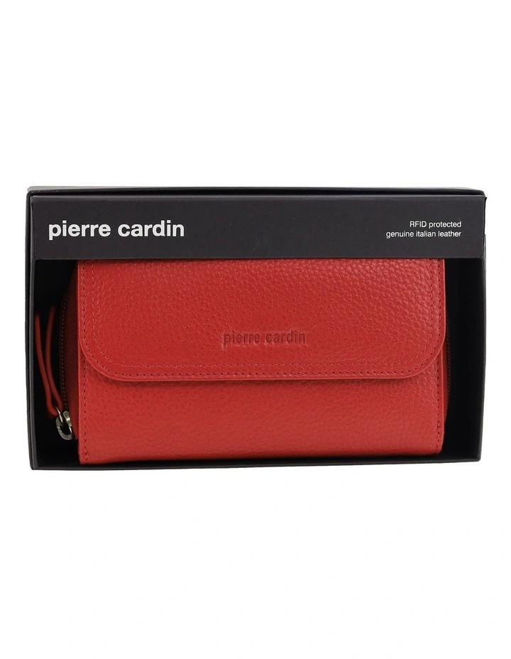 Pierre Cardin Genuine Leather Bi-Fold Tab Wallet in Red image 5