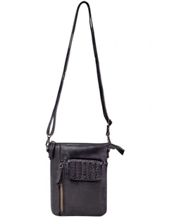 [Bathurst]   [Woven Flap Leather]   [Crossbody Bag] [in Black]