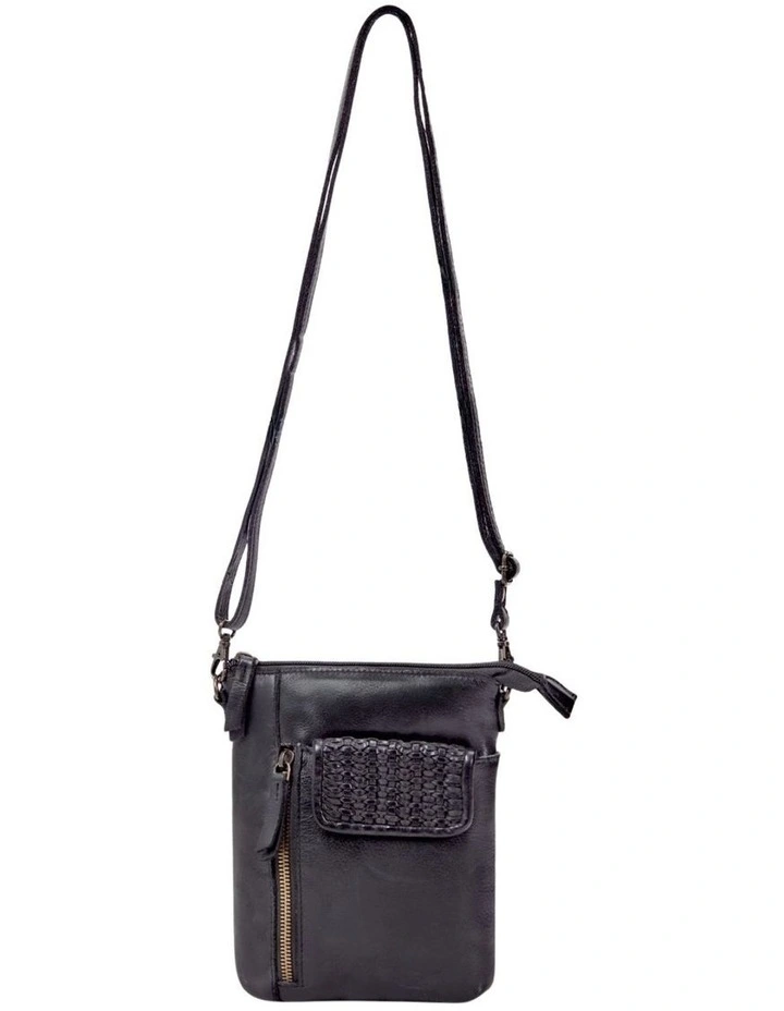 Bathurst Woven Flap Leather Crossbody Bag in Black image 1
