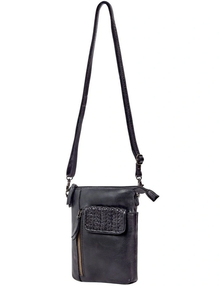 Bathurst Woven Flap Leather Crossbody Bag in Black image 3