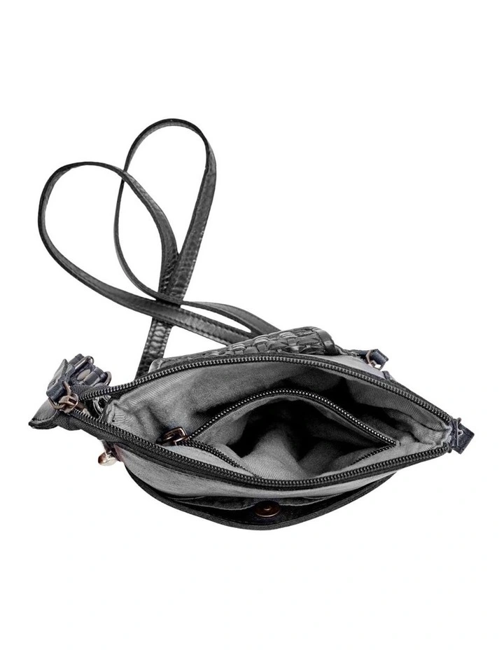 Bathurst Woven Flap Leather Crossbody Bag in Black image 4