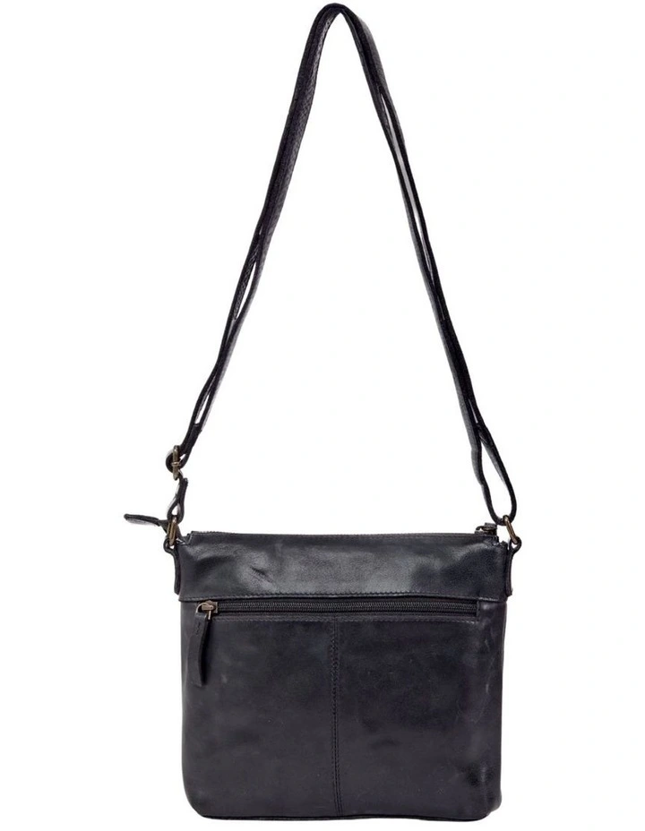 Armidale Woven Detail Leather Crossbody Bag in Black image 2