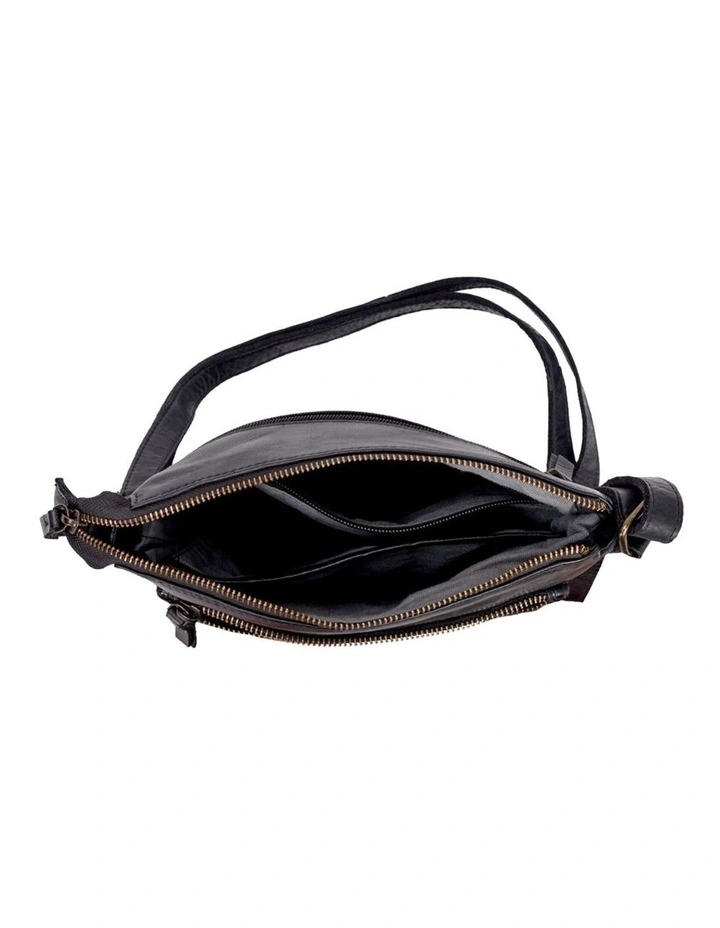 Armidale Woven Detail Leather Crossbody Bag in Black image 4