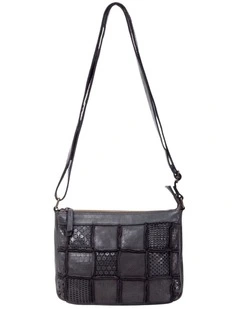 [Tamworth]   [Patchwork Detail Leather]   [Crossbody Bag] [in Black]