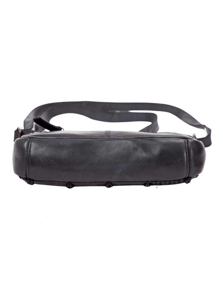Tamworth Patchwork Detail Leather Crossbody Bag in Black image 5