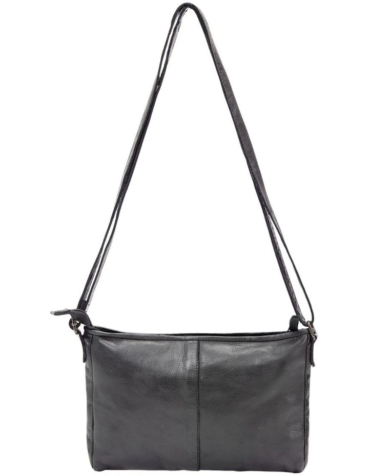 Jindabyne Woven Panelled Leather Crossbody Bag in Black image 2