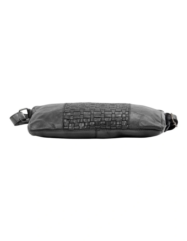 Jindabyne Woven Panelled Leather Crossbody Bag in Black image 5
