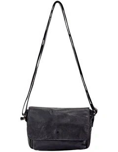 [Esperance]   [Leather]   [Flapover Crossbody Bag] [in Black]