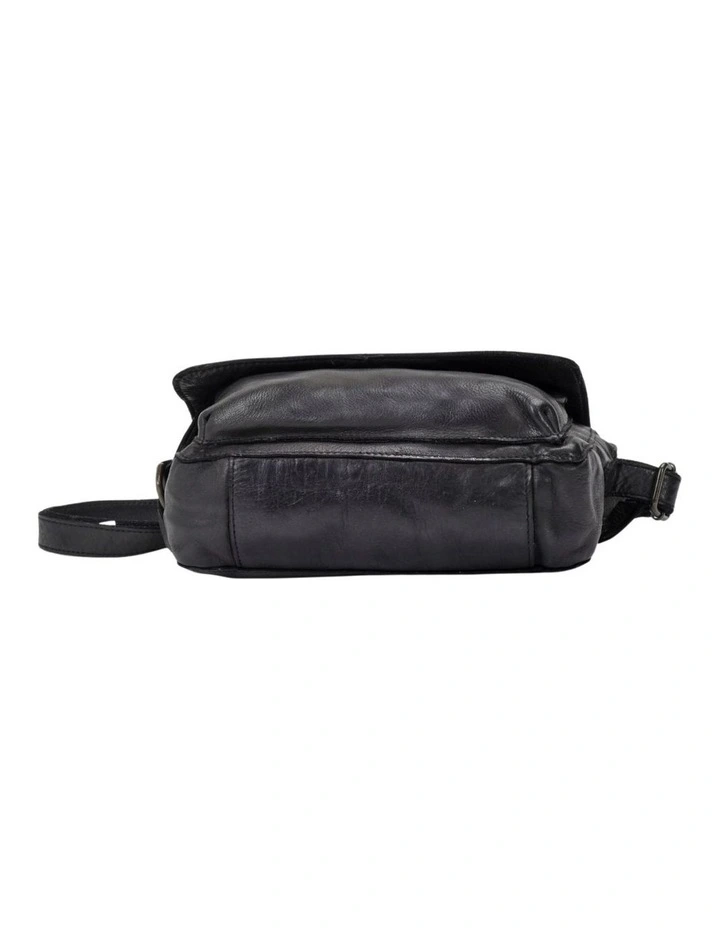 Esperance Leather Flapover Crossbody Bag in Black image 5