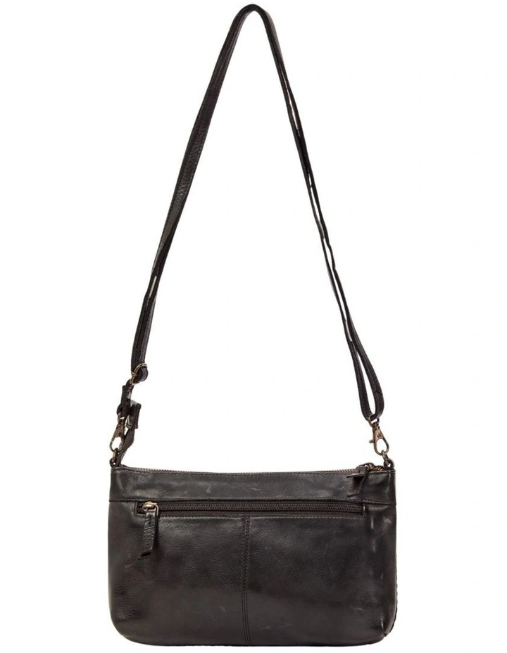 Bendigo Woven Detail Leather Crossbody Bag in Black image 2