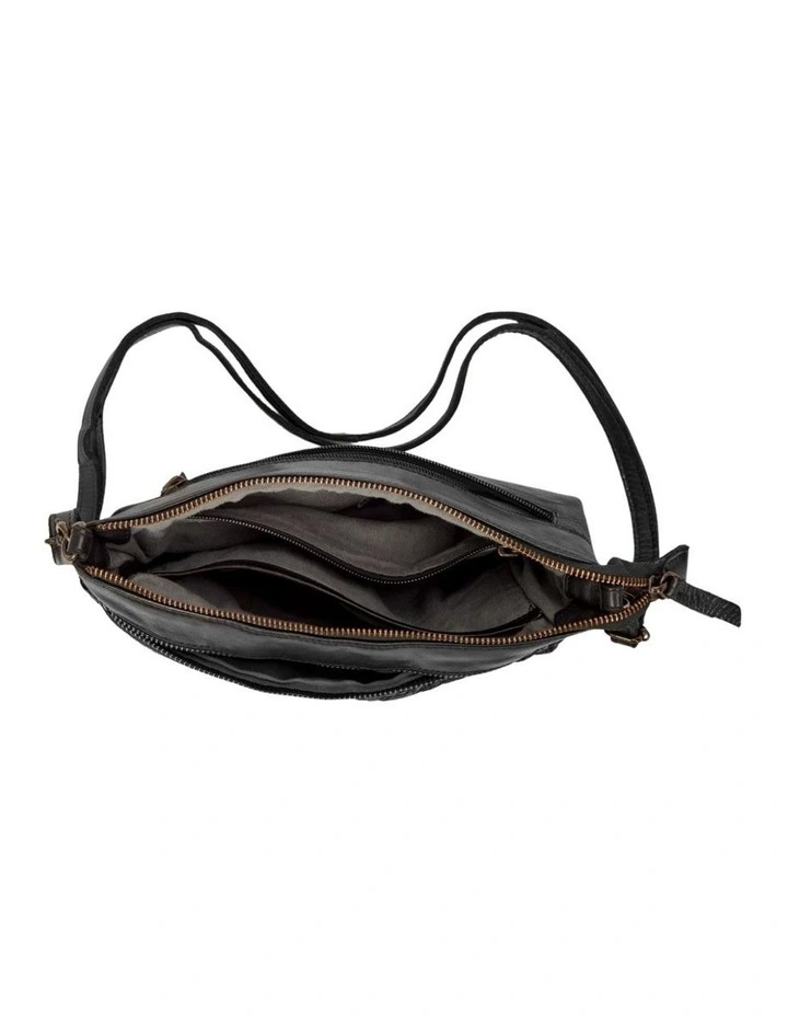 Bendigo Woven Detail Leather Crossbody Bag in Black image 4