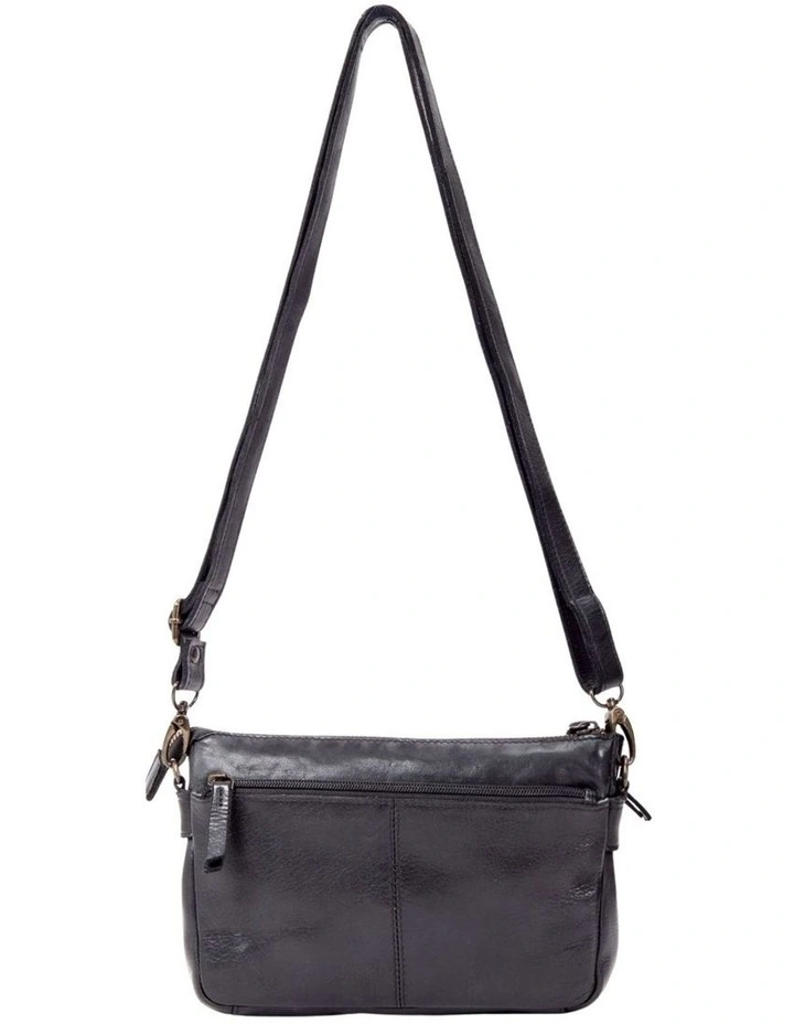 Renmark Woven Detail Leather Crossbody Bag in Black image 2
